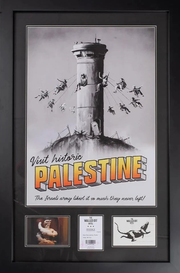 Welcome To Historic Palestine Poster And Limited Stamped Rat Postcard Set (Framed)